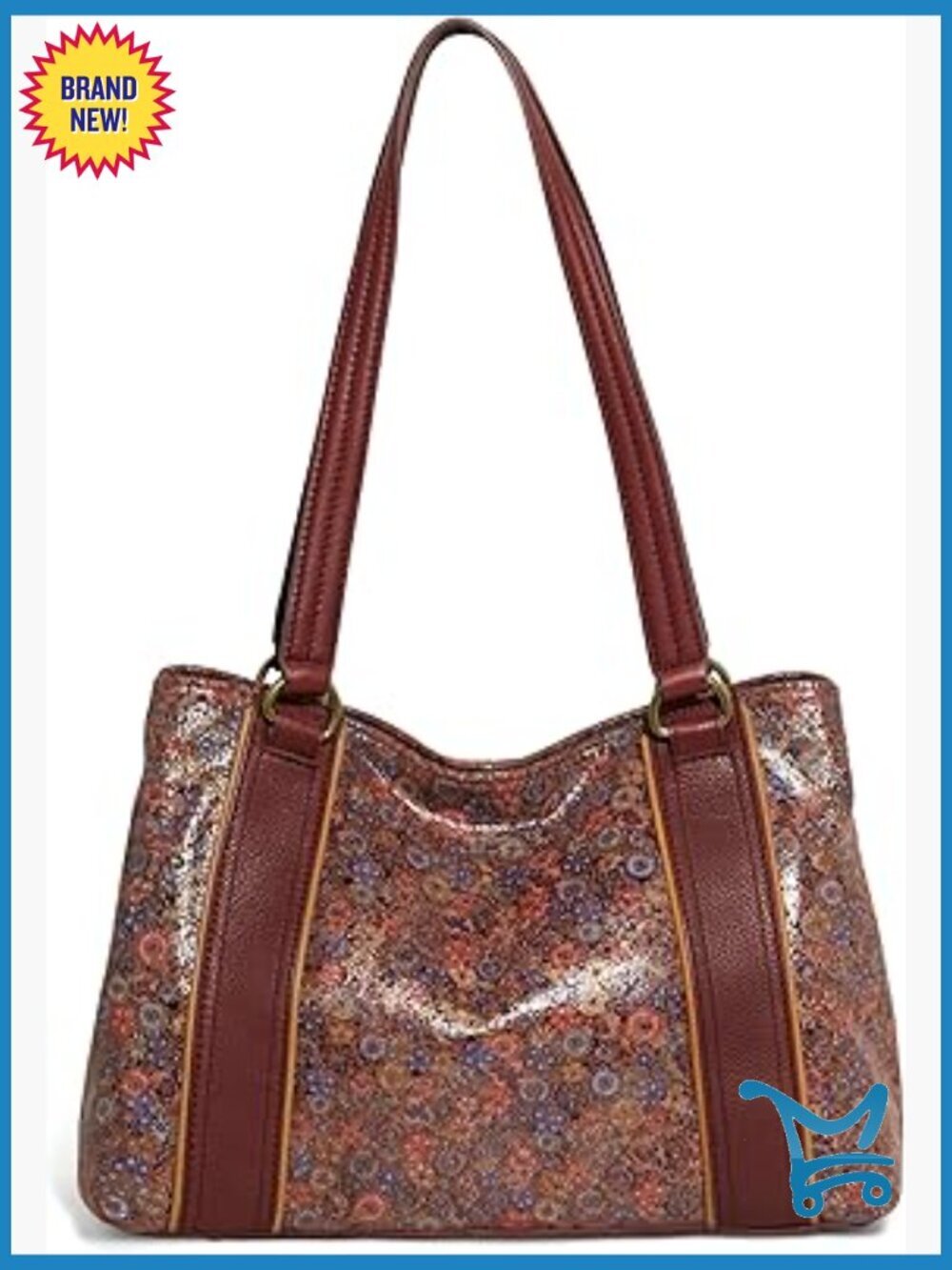 Medium Genuine Leather Satchel Handbag with Shoulder Strap and Multiple Pockets